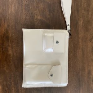 Large White Wristlet Pouch